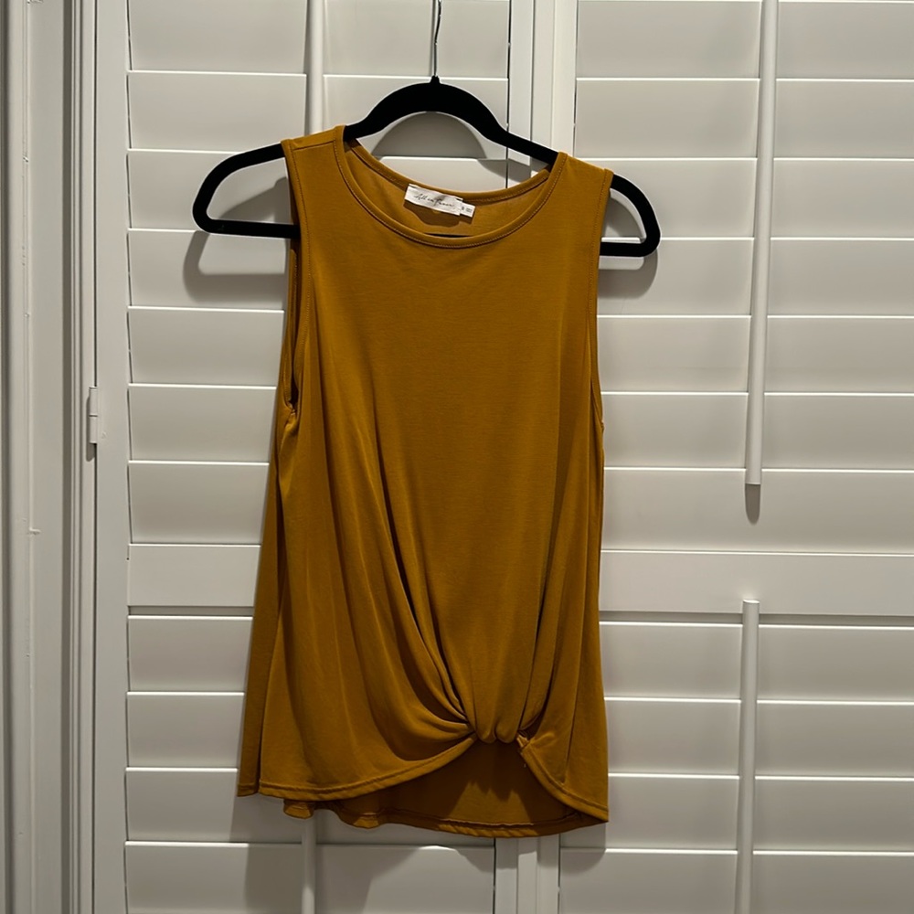 Mustard top with fun hem